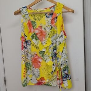 VIOLET + CLAIRE TROPICAL WRAP BLOUSE SIZE LARGE